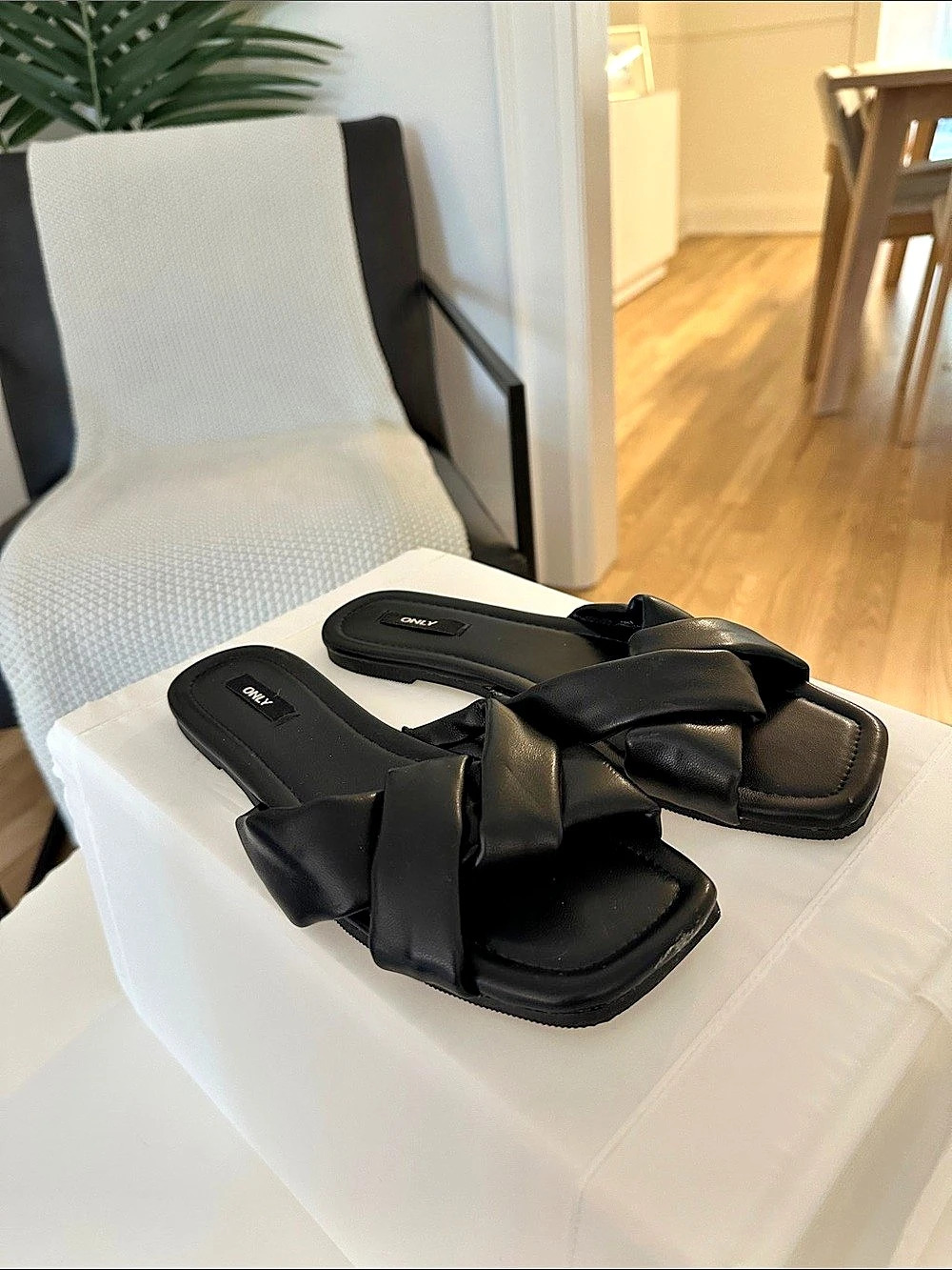 ONLY Black Twist Slide Sandals Like New